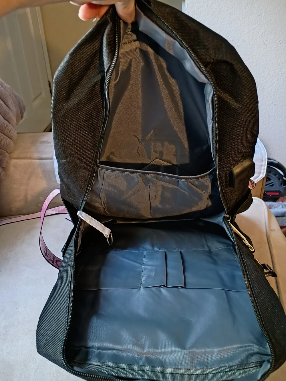 New Hello Kitty Black Backpack with White Trim and Pink Accents